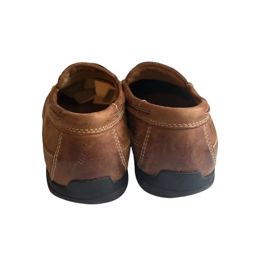 Johnston & Murphy Mens Woven Leather Loafers Brown Driving Mocs 9.5 M 25-85736